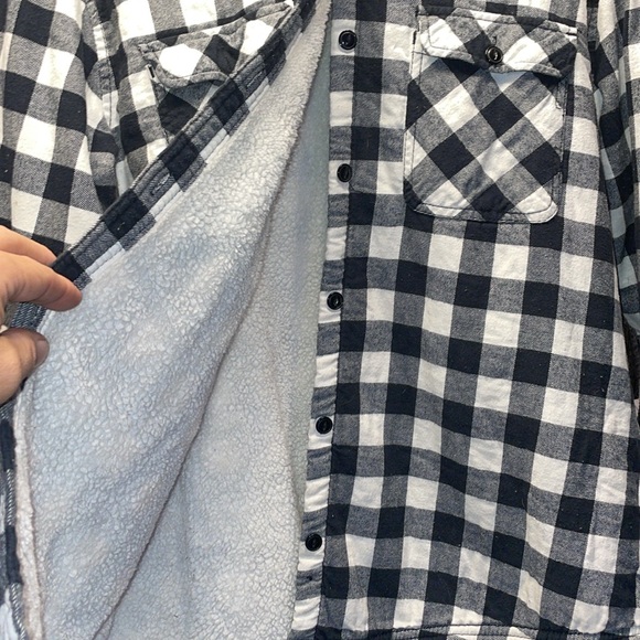 Boston Trades XLG button up work jacket hoodie black and white plaid - Picture 4 of 6